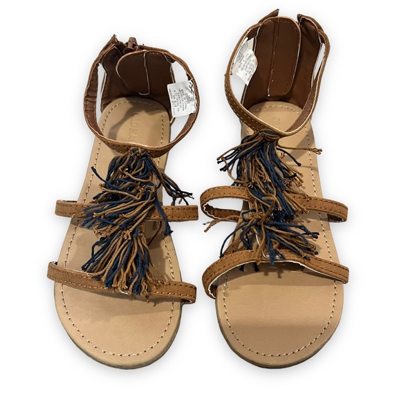 NEW Old Navy Gladiator Style Tassel Sandals Zip up Girl’s Size 10 - Picture 3 of 7